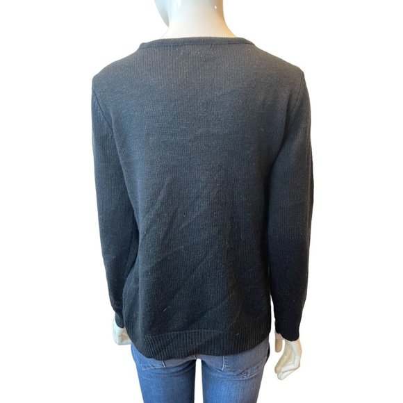 Croft & Barrow Womens Christmas Tree Sweater Round Neck Long Sleeve Black Size M - Picture 2 of 9